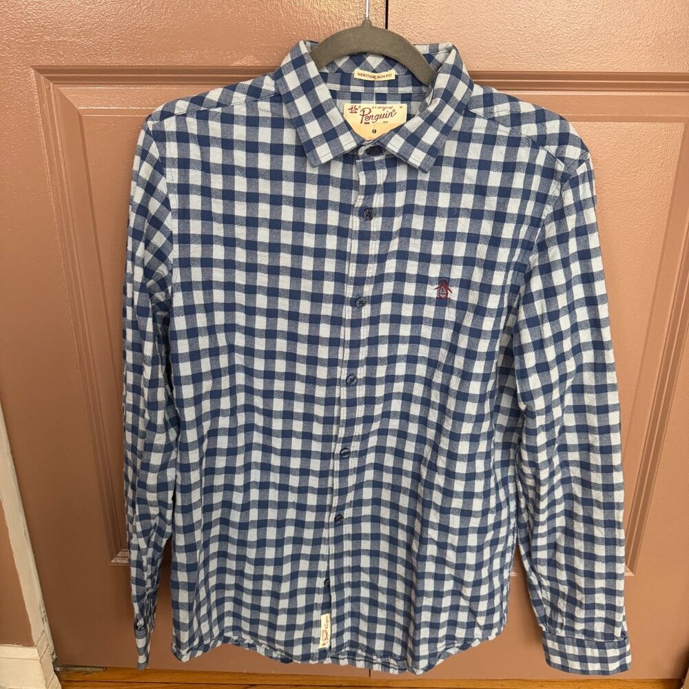 Original Penguin Men's Blue and Navy Shirt